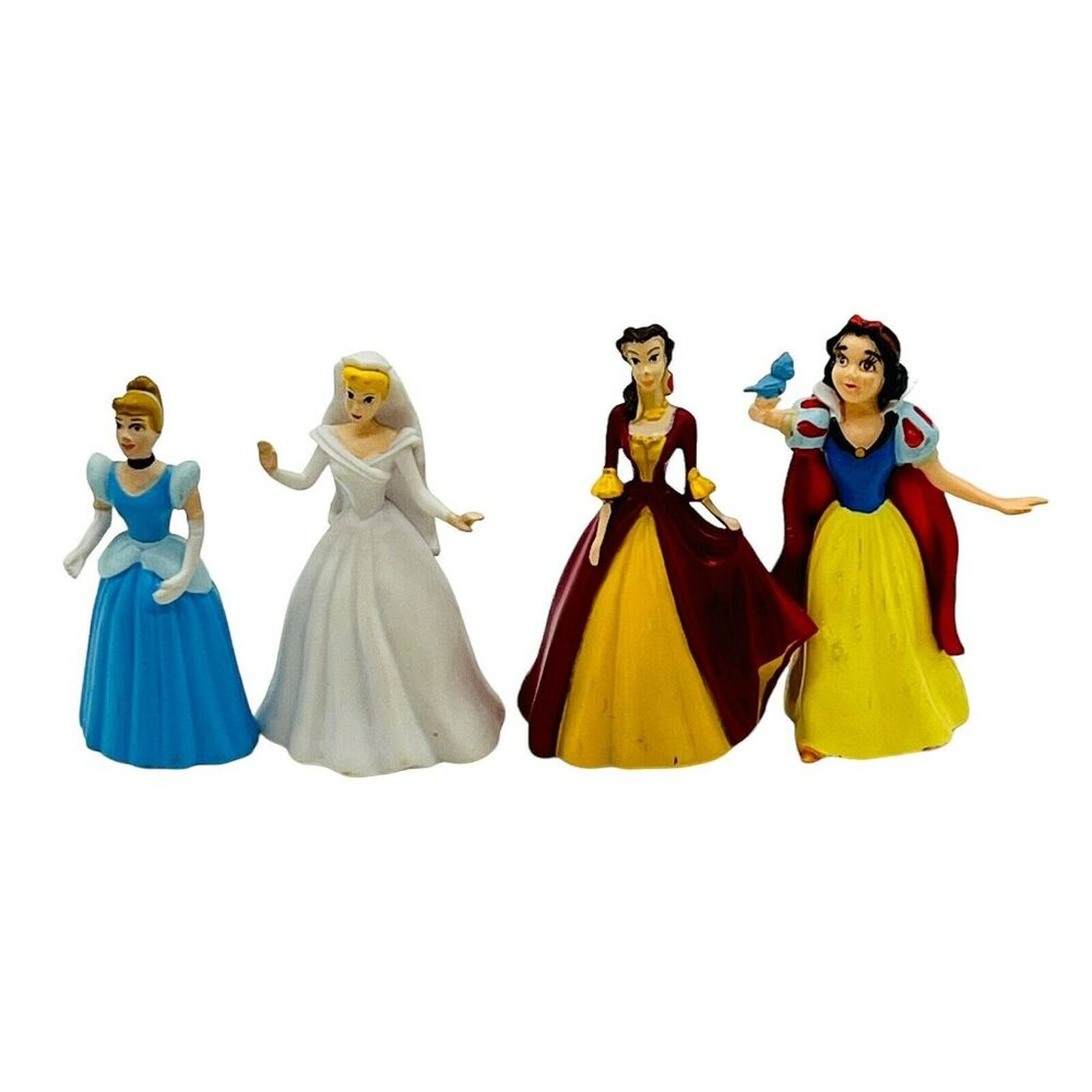 Disney Princess Figures Cinderella Snow White Belle Cake Topper‎ 2 inch Lot of 4